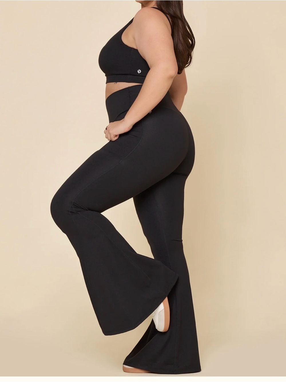 POPFLEX Supersculpt Bell Bottom Leggings Pockets Black 1X Inseam 31”
